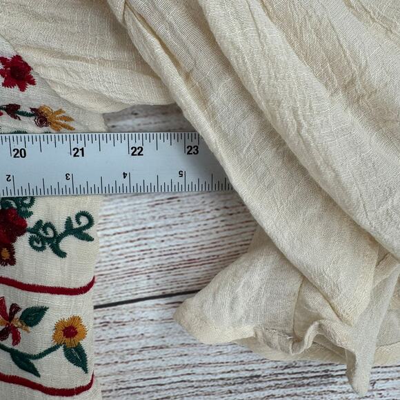 Umgee USA Floral Embroidered Mini Dress Womens XL Cream Green Blue Red Lined - Picture 11 of 14